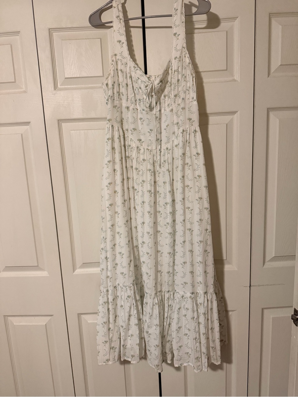 American Eagle Corset Midi Dress - Blue/Green Floral